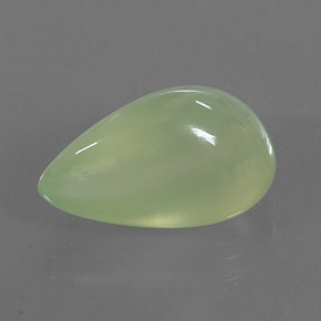 7.24 ct Green Prehnite Gemstone, Prehnite Gem in Pear Cabochon Shape for Sale.