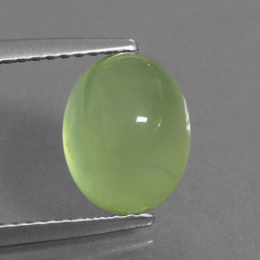 4.27 ct Green Prehnite Gemstone, Prehnite Gem in Oval Cabochon Shape for Sale.