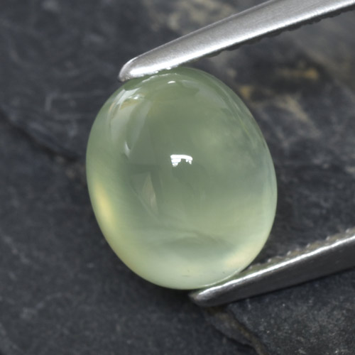 Light Yellow Green Prehnite Gem - 2.9ct Oval Cabochon (ID: 306921)