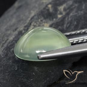 Prehnite Gemstone in 9.3 x 8 mm Size for Sale, Prehnite Stone in Very Light Sage Green Color