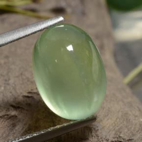 5.10 ct Green Prehnite Gemstone, Prehnite Gem in Oval Cabochon Shape for Sale.
