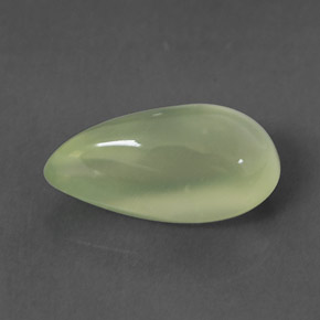 4.66 ct Green Prehnite Gemstone, Prehnite Gem in Pear Cabochon Shape for Sale.