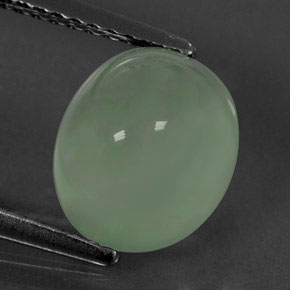 4.05 ct Green Prehnite Stone, Natural Prehnite in Oval Cabochon Shape for Sale