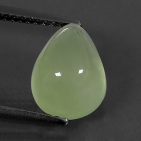 4.69 ct Green Prehnite Stone, Natural Prehnite in Pear Cabochon Shape for Sale
