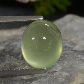 3.09 ct Green Prehnite Gemstone, Prehnite Gem in Oval Cabochon Shape for Sale.