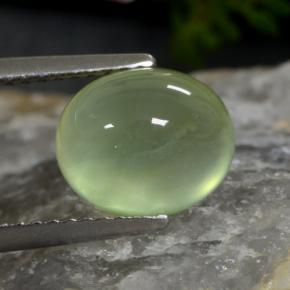 3.45 ct Green Prehnite Stone, Natural Prehnite in Oval Cabochon Shape for Sale