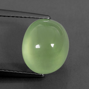 6.65 ct Green Prehnite Gemstone, Prehnite Gem in Oval Cabochon Shape for Sale.