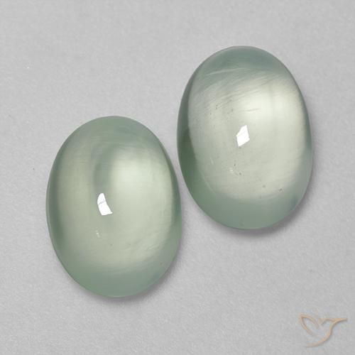 5.47 ctw Green Prehnite Stones, Natural Prehnite in Oval Cabochon Shape for Sale