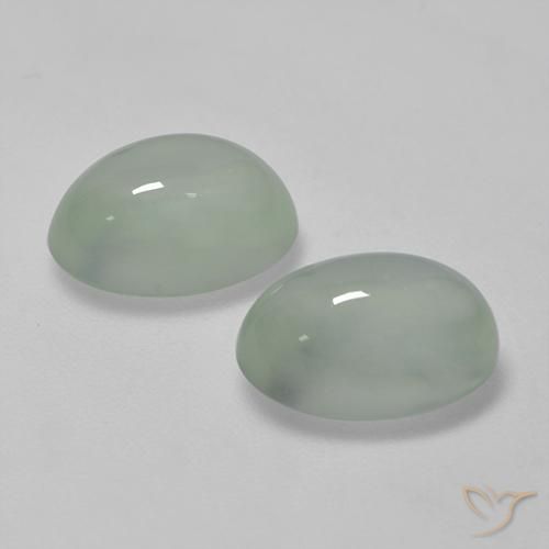 Prehnite Gemstones in 10 x 7 mm (calibrated) Size for Sale, Prehnite Stones in Very Light Green Color