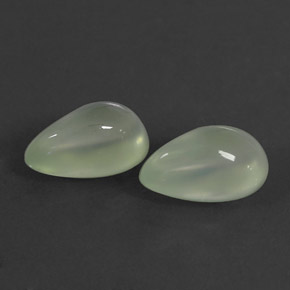 4.65 ct Green Prehnite Gemstone, Prehnite Gem in Pear Cabochon Shape for Sale.