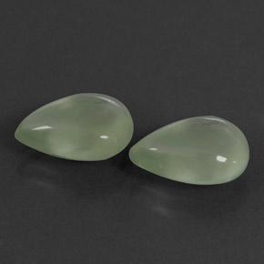 4.51 ct Green Prehnite Gemstone, Prehnite Gem in Pear Cabochon Shape for Sale.