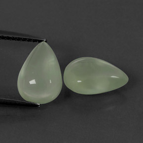 4.51 ct Green Prehnite Stone, Natural Prehnite in Pear Cabochon Shape for Sale