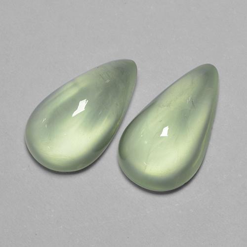 Pale Pear Green Prehnite Gem - 3ct Pear Cabochon (ID: 308851)