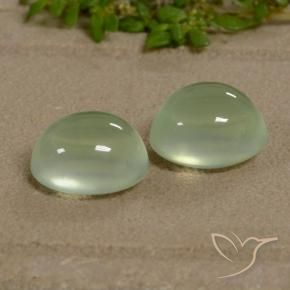 5.20 ctw Green Prehnite Stones, Natural Prehnite in Oval Cabochon Shape for Sale