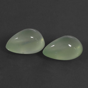 7.35 ct Green Prehnite Gemstone, Prehnite Gem in Pear Cabochon Shape for Sale.