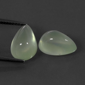 7.35 ct Green Prehnite Stone, Natural Prehnite in Pear Cabochon Shape for Sale