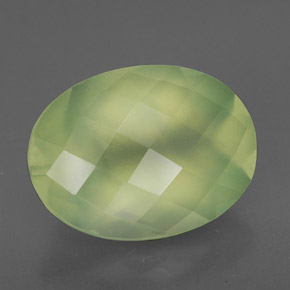 9.60 ct Green Prehnite Stone, Natural Prehnite in Oval Checkerboard Shape for Sale