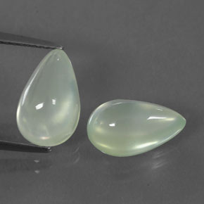 6.28 ctw White Prehnite Stones, Natural Prehnite in Pear Cabochon Shape for Sale