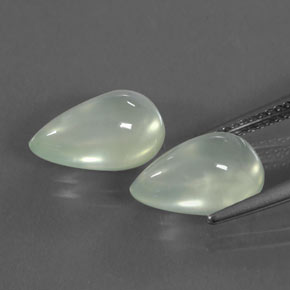 Prehnite Gemstones in 11.9 x 7.7 mm Size for Sale, Prehnite Stones in Greenish White Color