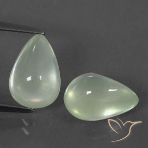 5.27 ctw White Prehnite Stones, Natural Prehnite in Pear Cabochon Shape for Sale