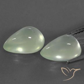 Prehnite Gemstones in 10.7 x 7.6 mm Size for Sale, Prehnite Stones in Light Greenish White Color