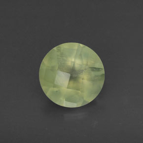1.78 ct Green Prehnite Gemstone, Prehnite Gem in Round Checkerboard Shape for Sale.