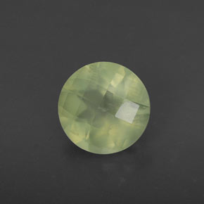 1.78 ct Green Prehnite Stone, Natural Prehnite in Round Checkerboard Shape for Sale