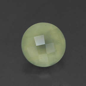 1.83 ct Green Prehnite Stone, Natural Prehnite in Round Checkerboard Shape for Sale