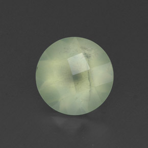 1.80 ct Green Prehnite Stone, Natural Prehnite in Round Checkerboard Shape for Sale