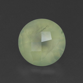1.95 ct Green Prehnite Gemstone, Prehnite Gem in Round Checkerboard Shape for Sale.