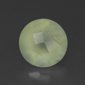 1.95 ct Green Prehnite Stone, Natural Prehnite in Round Checkerboard Shape for Sale