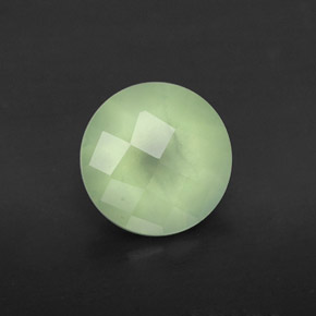 1.83 ct Green Prehnite Stone, Natural Prehnite in Round Checkerboard Shape for Sale