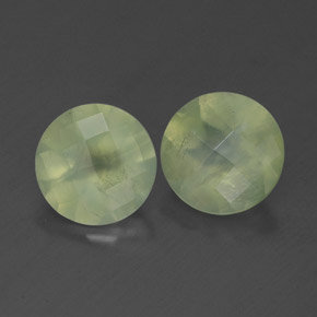 3.49 ct Green Prehnite Stone, Natural Prehnite in Round Checkerboard Shape for Sale