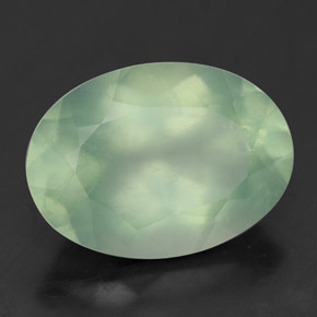 5.70 ct Green Prehnite Stone, Natural Prehnite in Oval Facet Shape for Sale