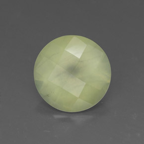 1.68 ct Green Prehnite Stone, Natural Prehnite in Round Checkerboard Shape for Sale