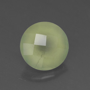 1.92 ct Green Prehnite Stone, Natural Prehnite in Round Checkerboard Shape for Sale