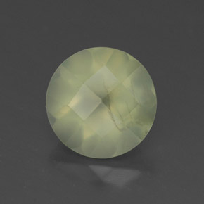 1.92 ct Green Prehnite Gemstone, Prehnite Gem in Round Checkerboard Shape for Sale.