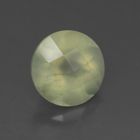1.92 ct Green Prehnite Stone, Natural Prehnite in Round Checkerboard Shape for Sale