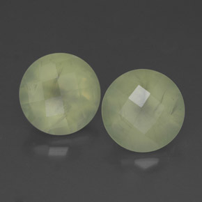 Pale Pear Green Prehnite Gem - 2ct Round Checkerboard (ID: 314651)