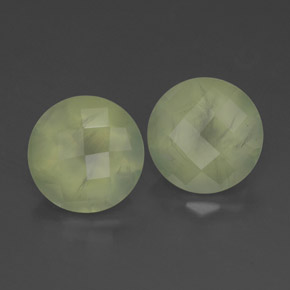 3.90 ctw Green Prehnite Stones, Natural Prehnite in Round Checkerboard Shape for Sale