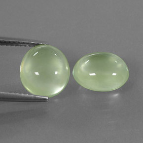 6.62 ct Green Prehnite Gemstone, Prehnite Gem in Oval Cabochon Shape for Sale.