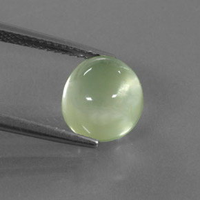 4.13 ct Green Prehnite Gemstone, Prehnite Gem in Oval Cabochon Shape for Sale.