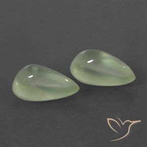 6.20 ctw Green Prehnite Stones, Natural Prehnite in Pear Cabochon Shape for Sale