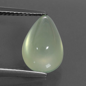 4.38 ct Green Prehnite Gemstone, Prehnite Gem in Pear Cabochon Shape for Sale.