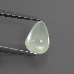 2.08 ct Green Prehnite Gemstone, Prehnite Gem in Pear Cabochon Shape for Sale.