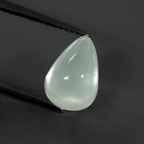 3.84 ct Green Prehnite Gemstone, Prehnite Gem in Pear Cabochon Shape for Sale.