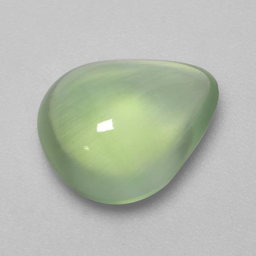 Pale Lime Green Prehnit Edelstein - 3.2ct Birnen Cabochon (ID: 319682)