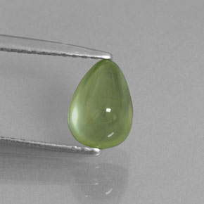 1.31 ct Green Prehnite Gemstone, Prehnite Gem in Pear Cabochon Shape for Sale.