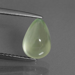 1.81 ct Green Prehnite Gemstone, Prehnite Gem in Pear Cabochon Shape for Sale.