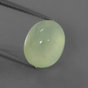 8.99 ct Green Prehnite Gemstone, Prehnite Gem in Oval Cabochon Shape for Sale.